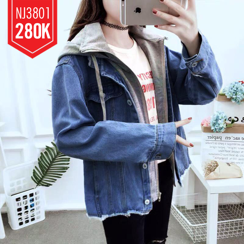ÁO KHOÁC JEAN PHỐI NỈ LAI RÁCH - NJ3801